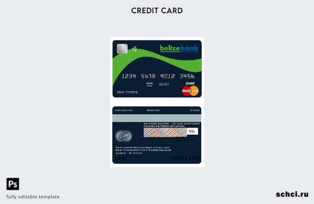 цифровая загрузка Белиз Шаблон карты Mastercard банка Белиза